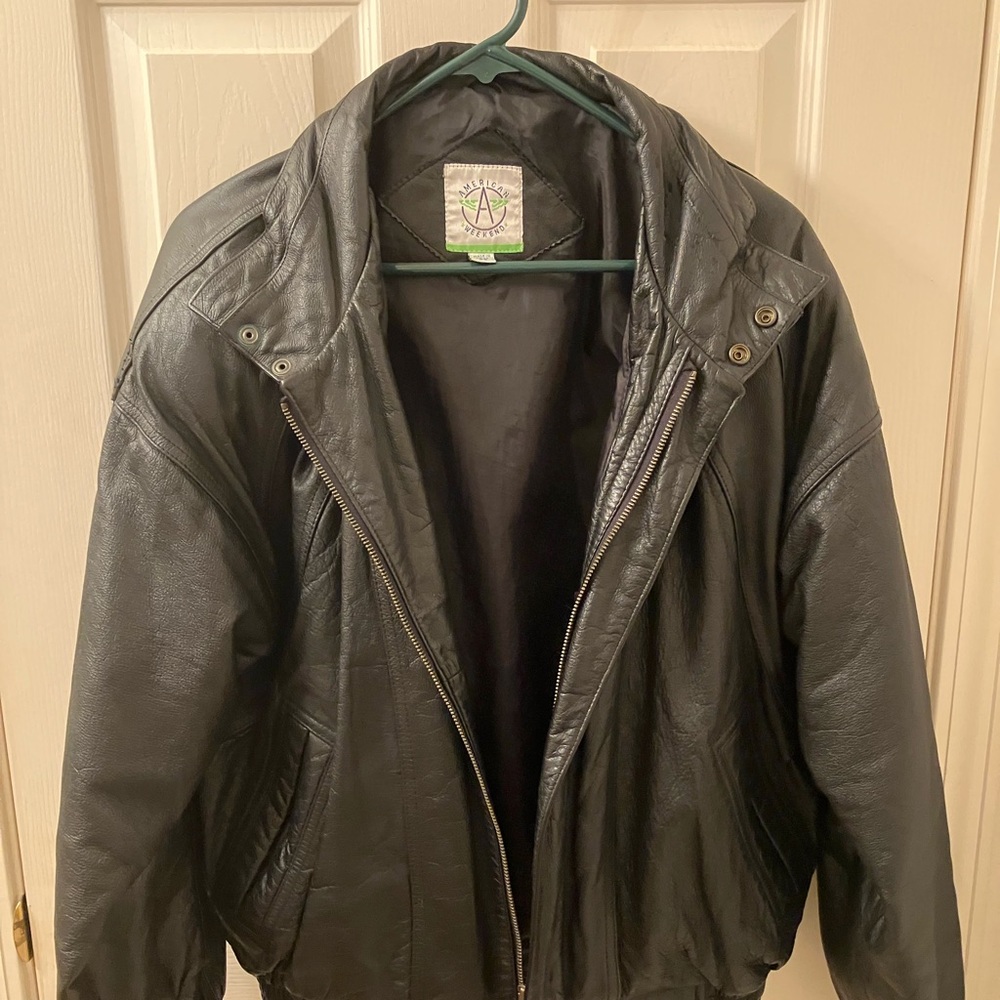 Avirex Dark Leather Bomber Jacket